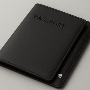 Sleek Matte Black Passport Holder Minimalist Travel Document Wallet RFID Blocking Card Case for Business Men