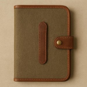 Vintage Canvas Passport Holder Leather Trim Dopp Kit Style Document Wallet Travel Card Organizer Case