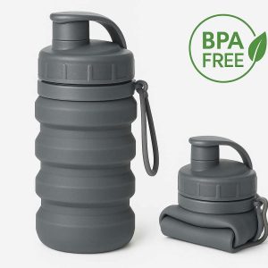 Collapsible Silicone Water Bottle Leakproof Folding Travel Cup BPA Free Portable Sports Flask for Gym Hiking