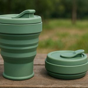 Collapsible Coffee Cup Travel Mug with Lid Silicone Folding Pocket Size Tea Cup for Outdoor Camping Picnic