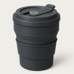 Insulated Collapsible Travel Mug Double Wall Silicone Folding Coffee Cup with Leakproof Flip Lid for Commuters