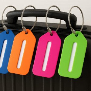 Bright Silicone Luggage Tags Flexible Suitcase Labels Travel Baggage Identifiers with Steel Loops for Cruise Ships