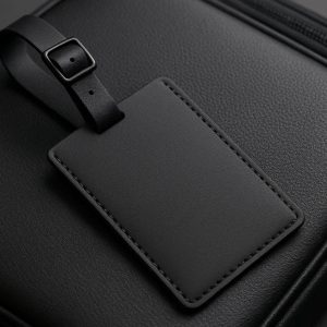 Sleek Matte Black Luggage Tag Minimalist PU Leather Suitcase Label Business Travel ID Identifier for Executive Men