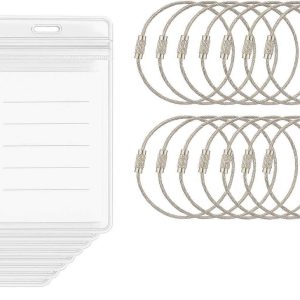 Pack of Cruising Luggage Tag Holders Clear Waterproof PVC Zip Seal Suitcase Label Pouches with Steel Loops