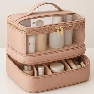 Double Layer Toiletry Bag Wet Dry Separation Cosmetic Organizer Large Capacity Travel Makeup Case for Women