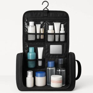 Functional Hanging Toiletry Bag Extra Large Cosmetic Organizer Shower Wash Pouch Travel Case with Mirror Included