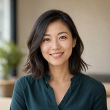 Sarah Chen smiling during a client meeting
